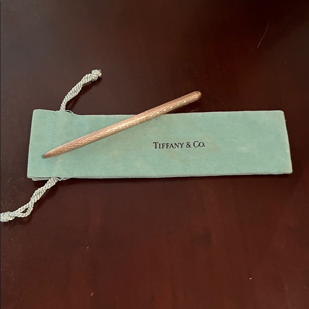 Tiffany & Co. Sterling Silver Pen with Blue Pouch